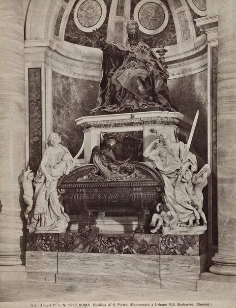 Alinari, Fratelli — Roma - Basilica di S. Pietro. Monumento a Urbano VIII Barberini (Bernini) — insieme